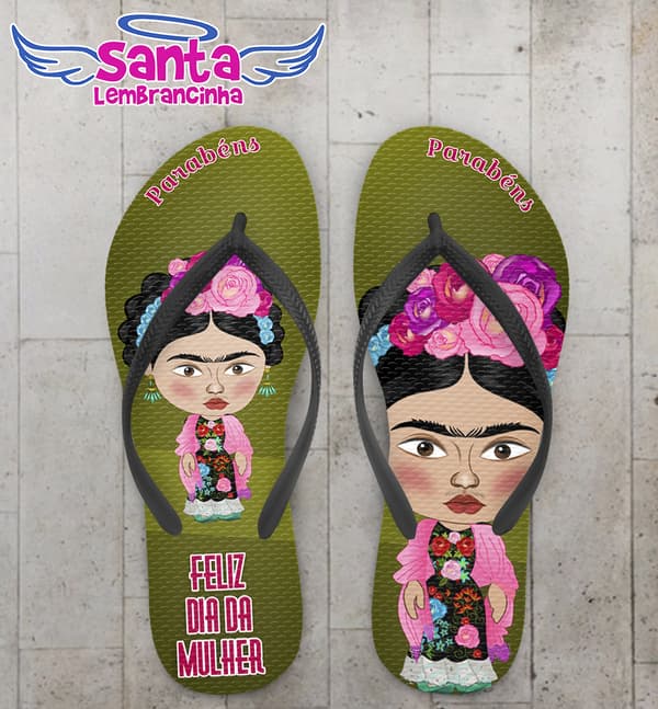 Chinelo Dia da Mulher Personalizado, Frida - COD 2046