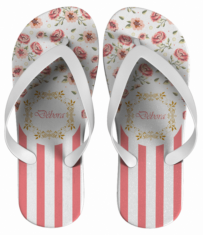 Chinelo Debutante 15 Anos Personalizado, Floral - COD 1731