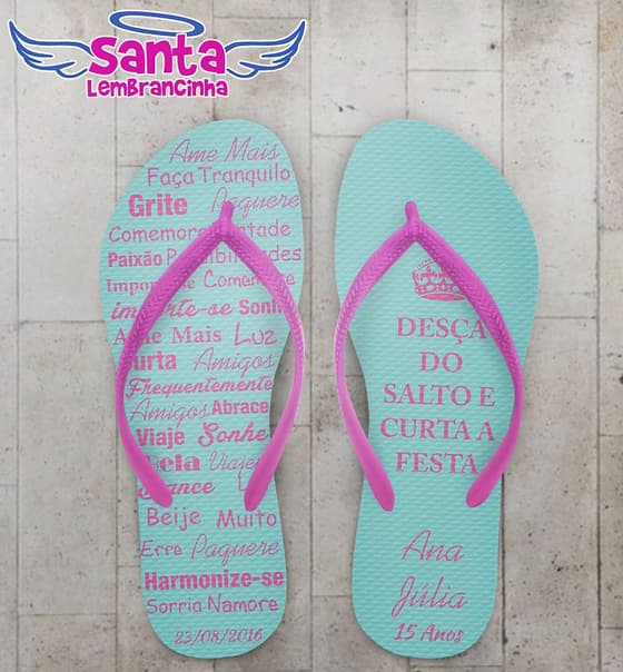 Chinelo 15 Anos Desça do salto Tiffany Personalizado - COD 2723