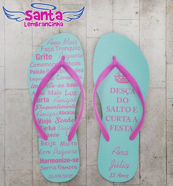 Chinelo 15 Anos Desça do salto Tiffany Personalizado - COD 2723