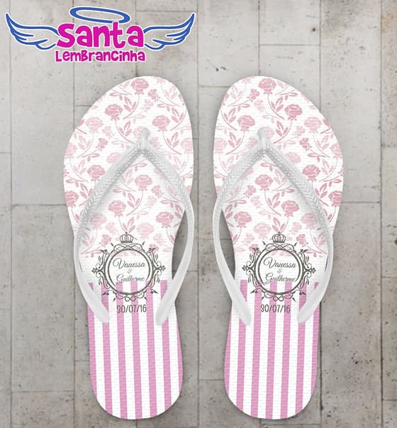 Chinelo Casamento Floral Personalizado - COD 2528