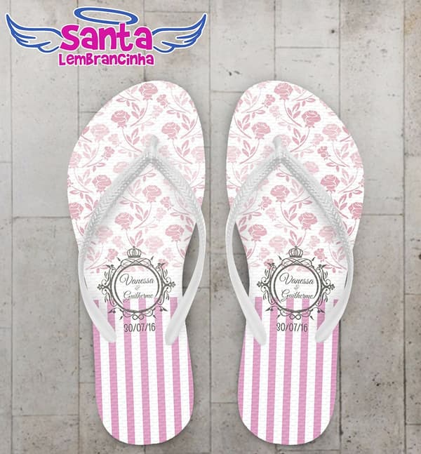 Chinelo Casamento Floral Personalizado - COD 2528
