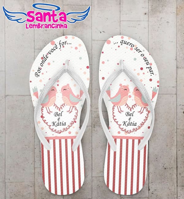 Chinelo Casamento Noiva Personalizado, Pássaro - COD 2788