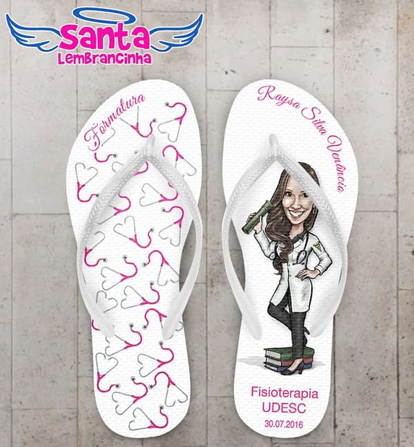 Chinelo Formatura Fisioterapia Caricatura Personalizado - COD 2768