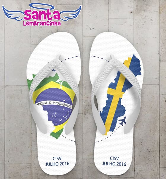 Chinelo Corporativo Brasil e Suécia Personalizado - COD 2728