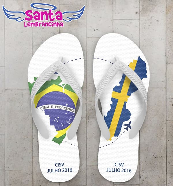 Chinelo Corporativo Brasil e Suécia Personalizado - COD 2728