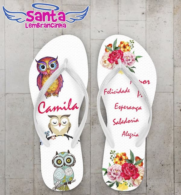 Chinelo Feminino Personalizado, Coruja - COD 2180