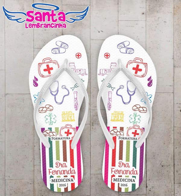 Chinelo Formatura Medicina Colorido Personalizado - COD 2871
