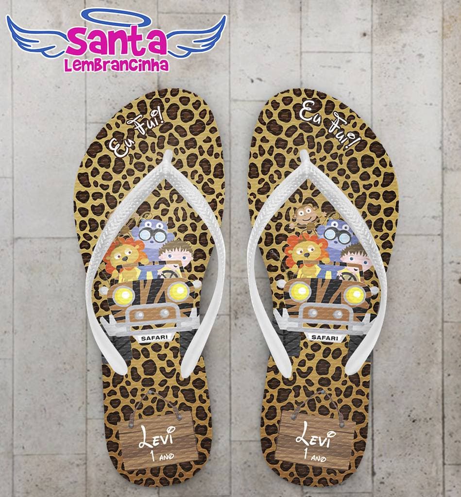 Chinelo Aniversário Infantil Safari Personalizado - COD 2629