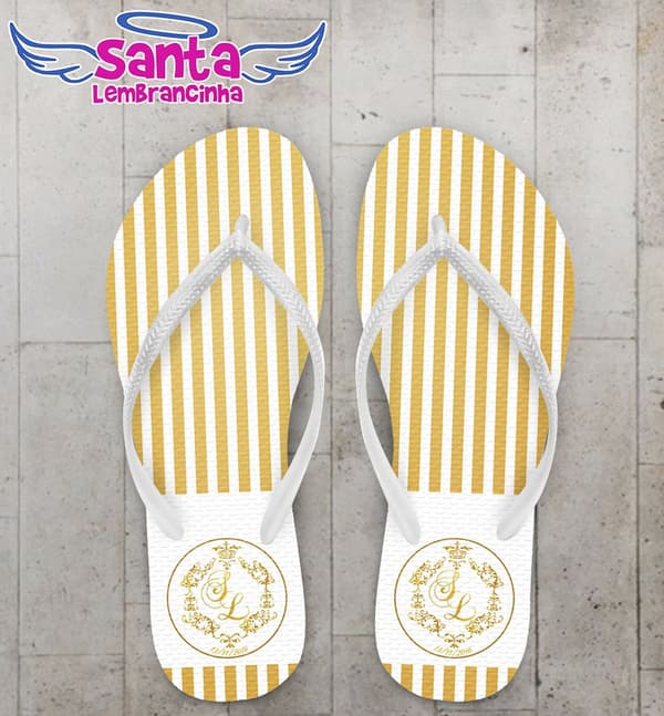 Chinelo Casamento Noiva Personalizado, Listras - COD 2821