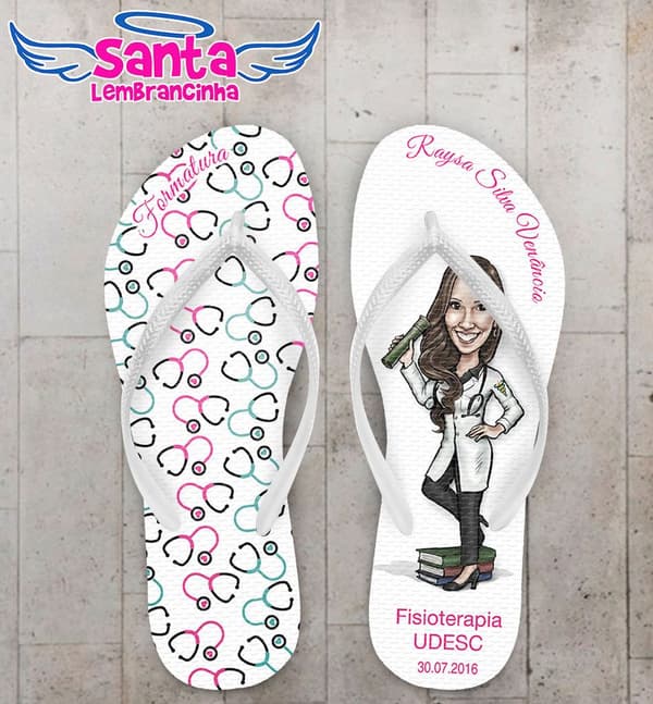 Chinelo Formatura Caricatura Fisioterapia Personalizado - COD 2769