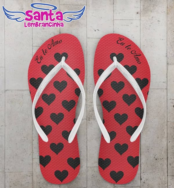 Chinelo Dia dos Namorados Personalizado, Corações - COD 2418