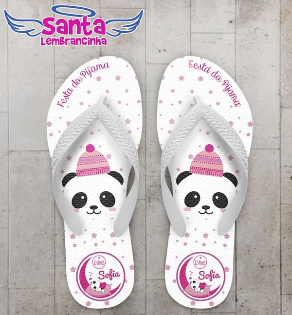 Chinelo Infantil Festa do Pijama, Panda Personalizado - COD 2424