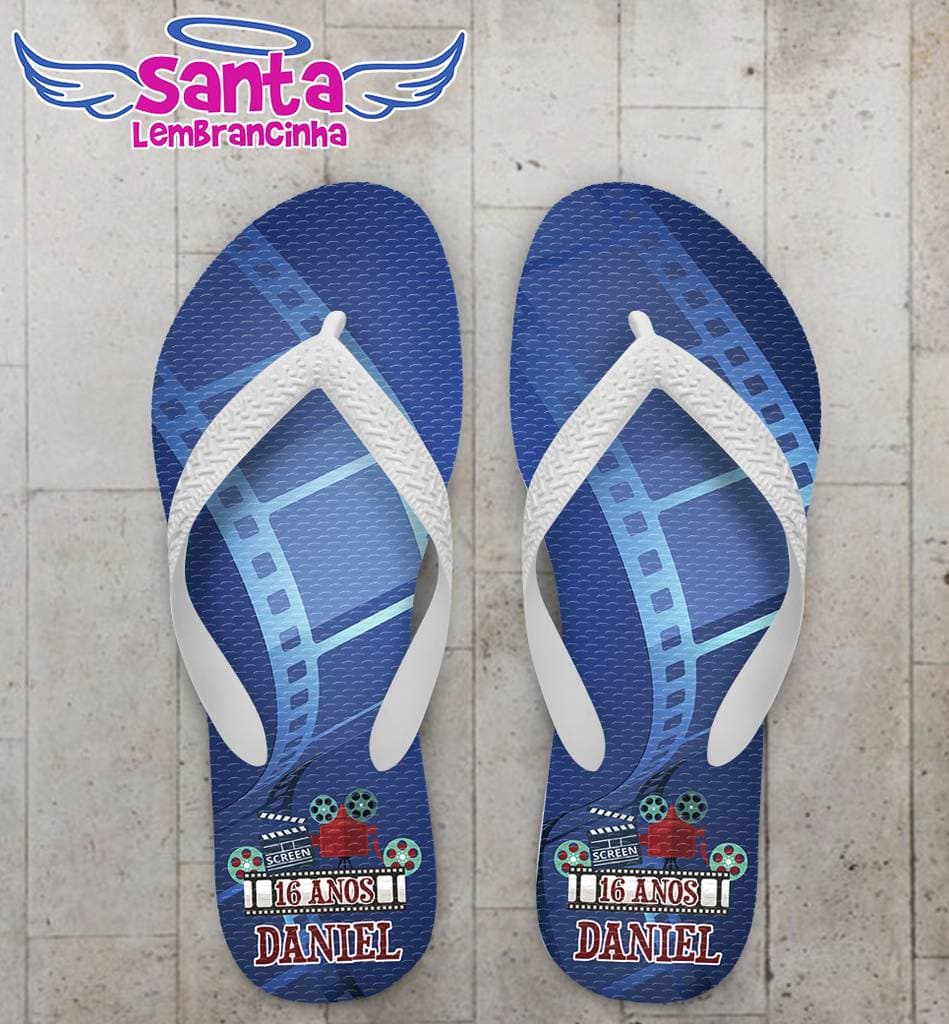 Chinelo Infantil Cinema Azul Personalizado - COD 2706
