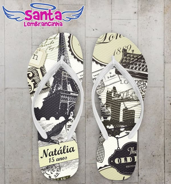 Chinelo 15 Anos Paris Personalizado - COD 2428