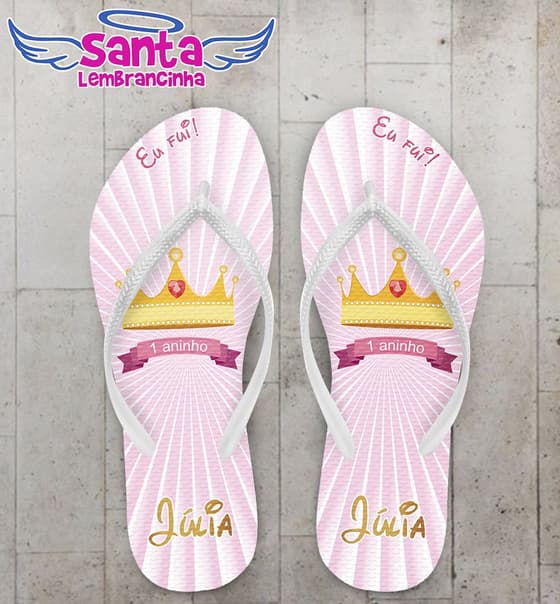 Chinelo Festa Infantil Coroa Personalizado - COD 2525