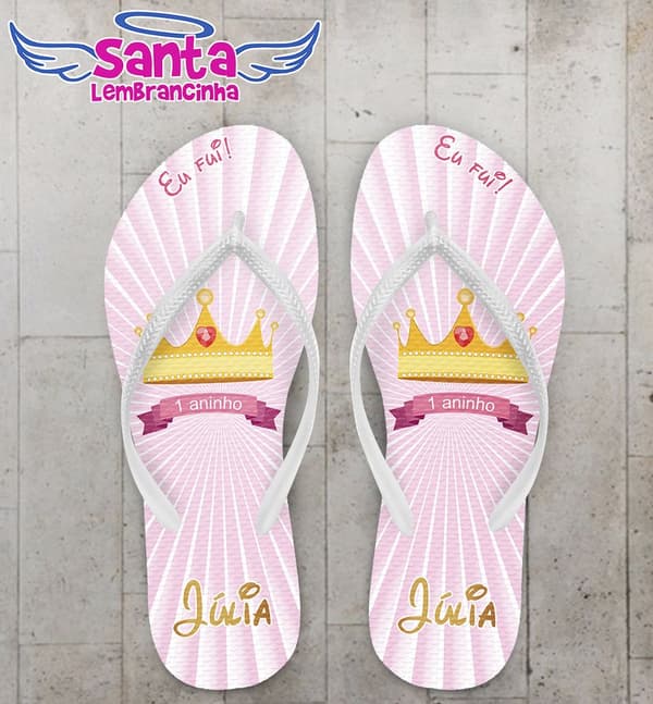 Chinelo Festa Infantil Coroa Personalizado - COD 2525