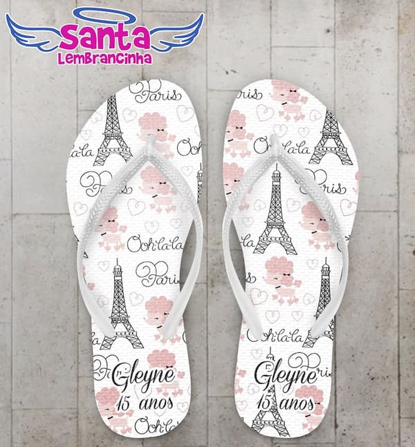 Chinelo 15 Anos Personalizado, Paris - COD 1604