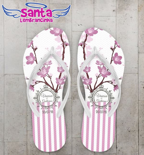 Chinelo Casamento Flores do Oriente Personalizado - COD 2530