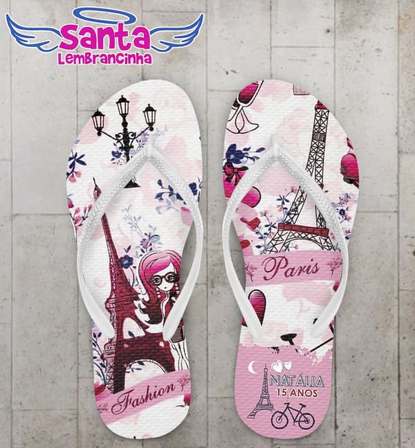 Chinelo Debutante 15 Anos Paris Personalizado - COD 2430