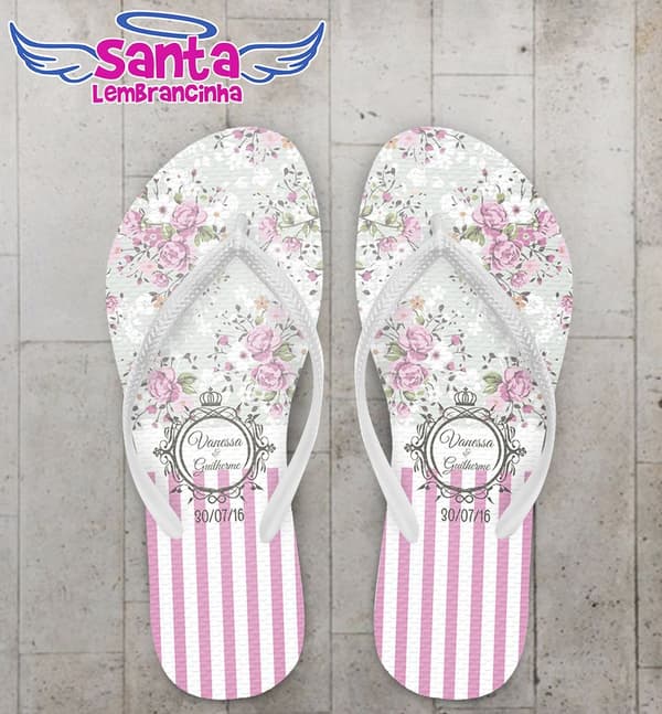 Chinelo Casamento Personalizado, Flores - COD 2531