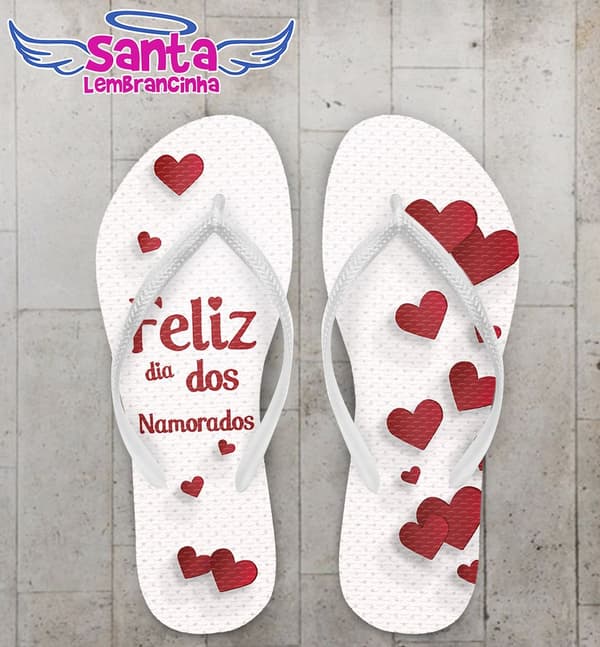 Chinelo Dia dos Namorados Personalizado, Coração - COD 2352