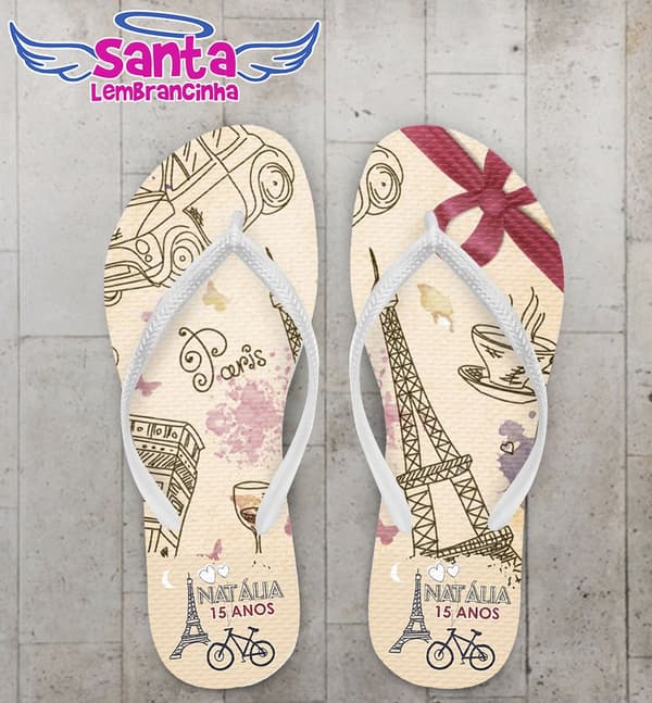 Chinelo Paris 15 Anos Personalizado - COD 2431