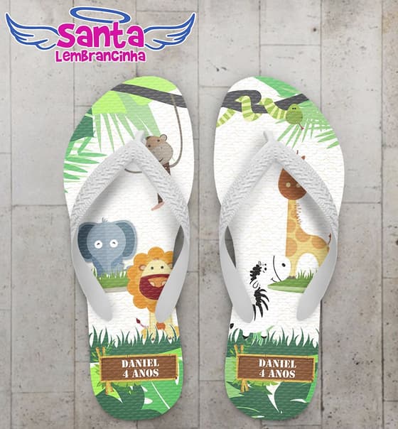 Chinelo Infantil Tema Safari Personalizado - COD 1846