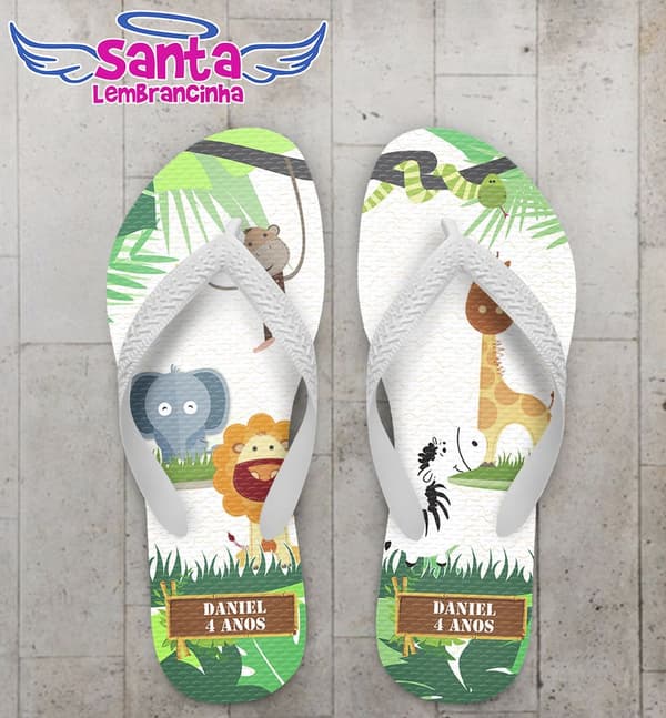 Chinelo Infantil Tema Safari Personalizado - COD 1846