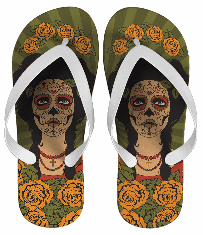 Chinelo Feminino Caveira Mexicana Personalizado - COD 1861