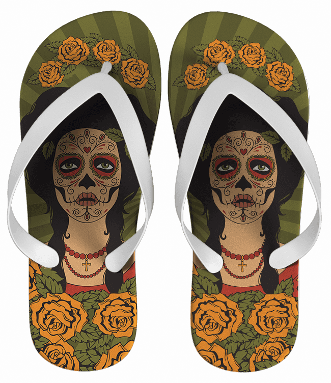 Chinelo Feminino Caveira Mexicana Personalizado - COD 1861