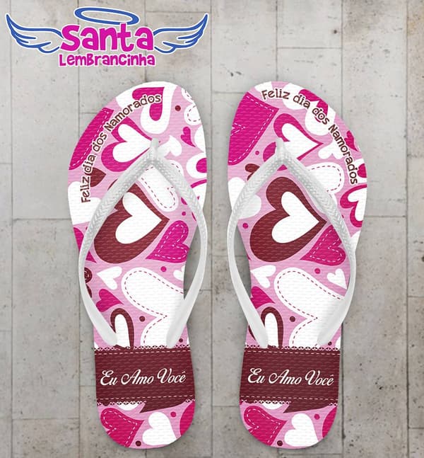 Chinelo Dia dos Namorados Personalizado, Corações - COD 2355
