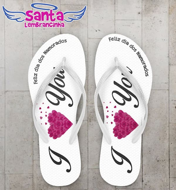 Chinelo Dia dos Namorados Personalizado, I Love You - COD 2356