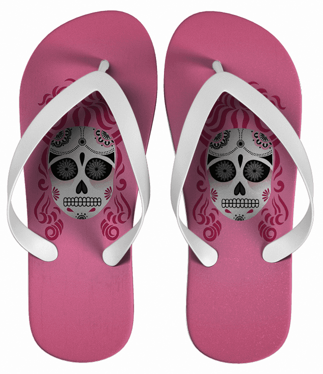 Chinelo Caveira Mexicana Rosa, Personalizado - COD 1866