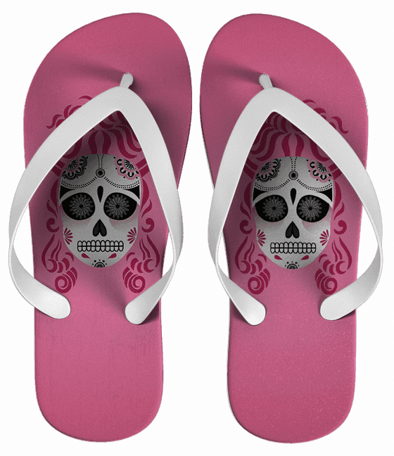 Chinelo Caveira Mexicana Rosa, Personalizado - COD 1866