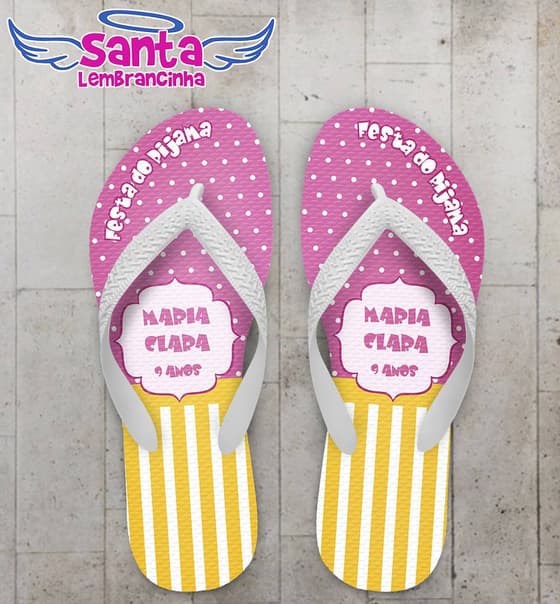 Chinelo Aniversário Infantil Festa do Pijama Personalizado - COD 2201