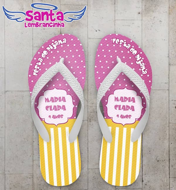 Chinelo Aniversário Infantil Festa do Pijama Personalizado - COD 2201