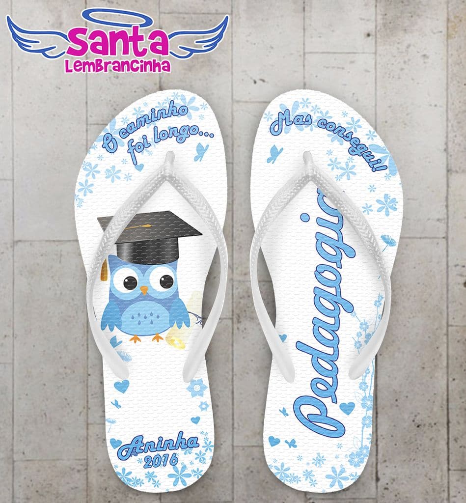 Chinelo Formatura Pedagogia Azul Personalizado - COD 2861