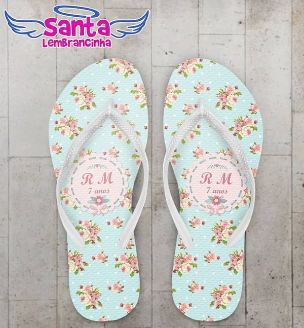 Chinelo Festa Infantil Floral Personalizado - COD 2387