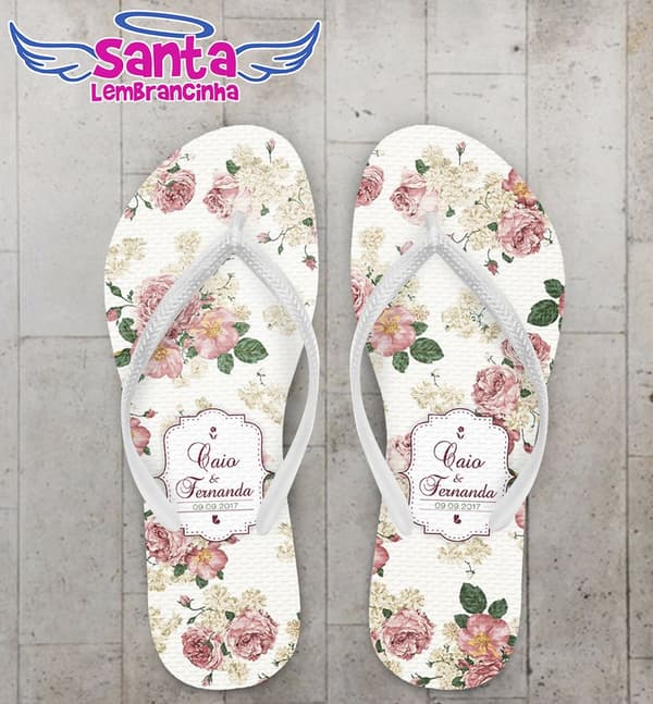 Chinelo Casamento Personalizado Floral - COD 2519