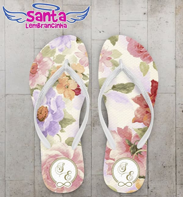 Chinelo Casamento Personalizado, Floral - COD 2442
