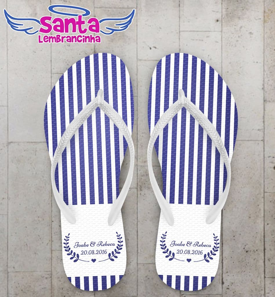 Chinelo Casamento Personalizado Azul - COD 1987