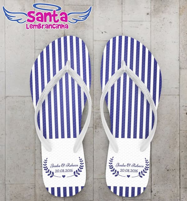 Chinelo Casamento Personalizado Azul - COD 1987