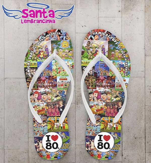 Chinelo Aniversário Anos 80 Personalizado - COD 2625