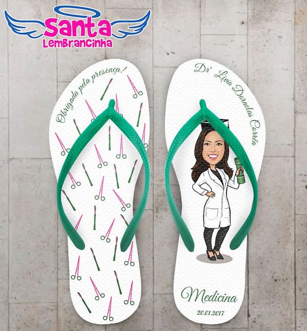 Chinelo Formatura Medicina Verde Personalizado - COD 2874