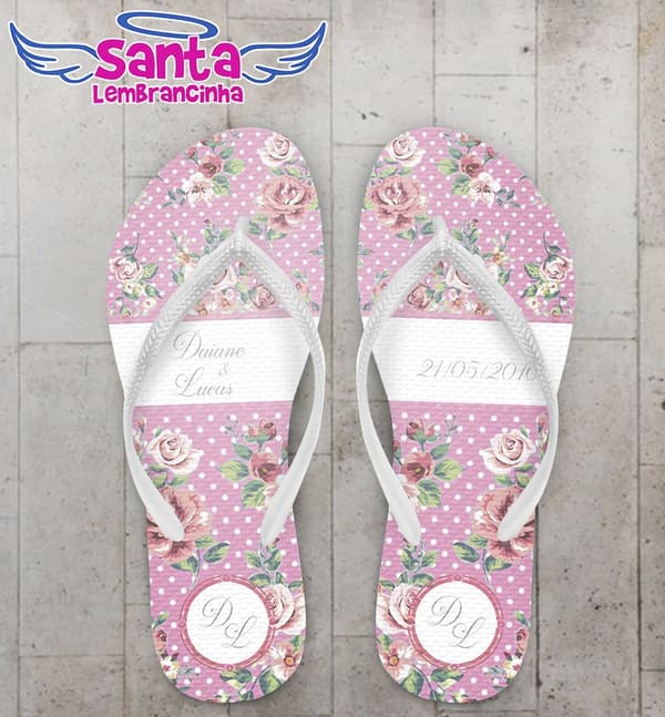 Chinelo Casamento Personalizado Rosa - COD 2380