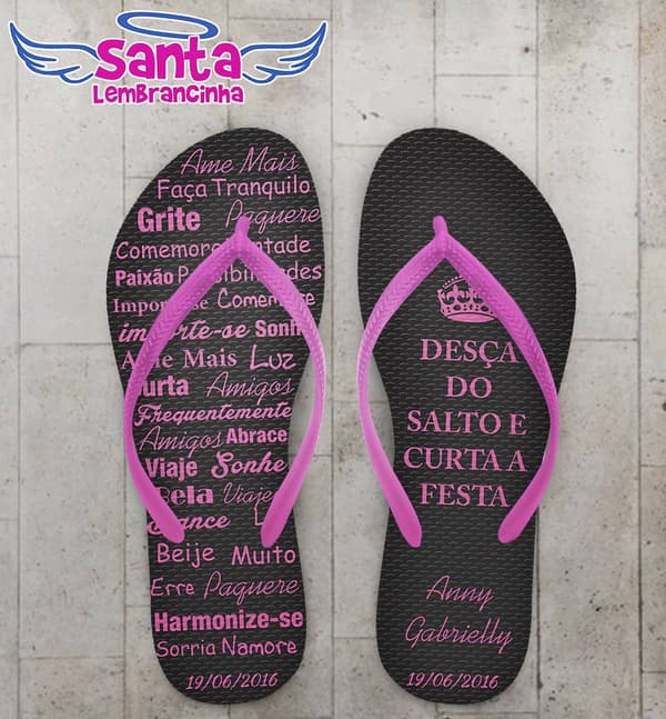 Chinelo 15 Anos Desça do salto Personalizado - COD 2433