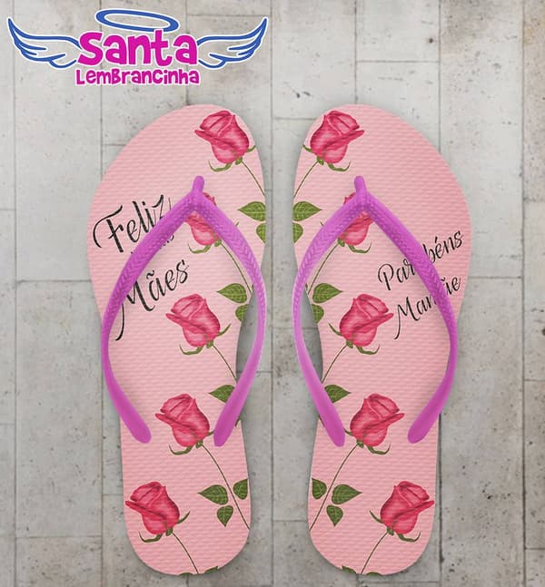 Chinelo dia das Mães personalizado, Flores - COD 2169