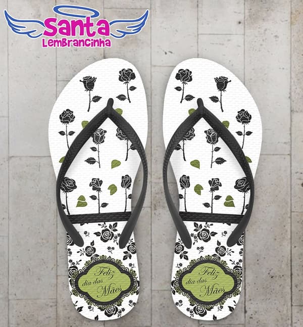 Chinelo dia das Mães personalizado, Rosa Preta - COD 2171