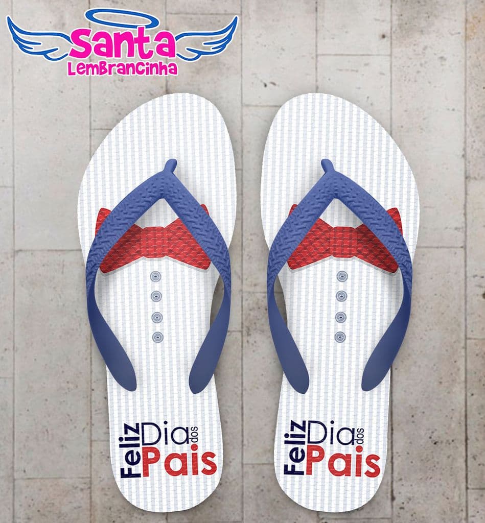 Chinelo Dia dos Pais Personalizado, Feliz dia dos Pais, Gravata borboleta - COD 2803